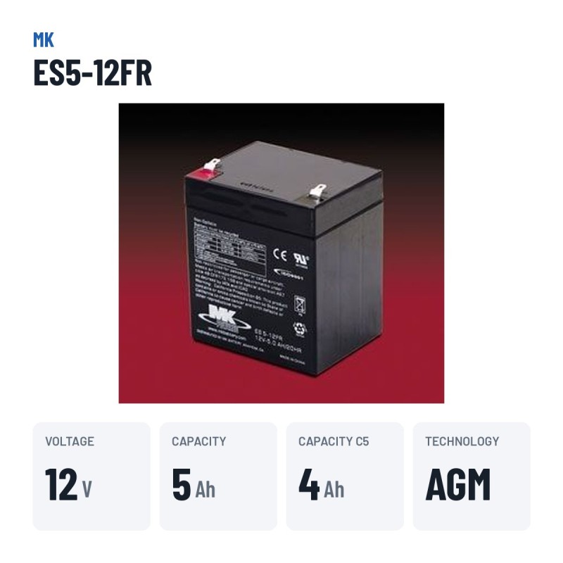 Batería de silla de ruedas MK Powered ES5-12FR 12V 5Ah AGM – datos clave
