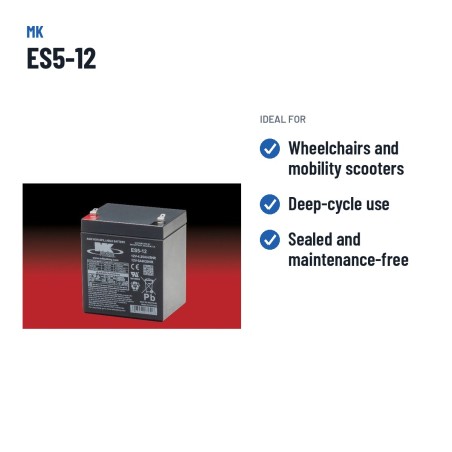 Wheelchair battery MK Powered ES5-12 12V 5Ah AGM – recommended uses