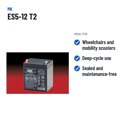 Batterie fauteuil roulant MK Powered ES5-12 T2 12V 5Ah AGM – utilisations recommandées