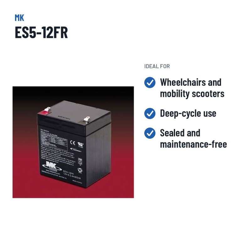 Batería de silla de ruedas MK Powered ES5-12FR 12V 5Ah AGM – usos recomendados