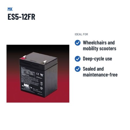 Batería de silla de ruedas MK Powered ES5-12FR 12V 5Ah AGM – usos recomendados