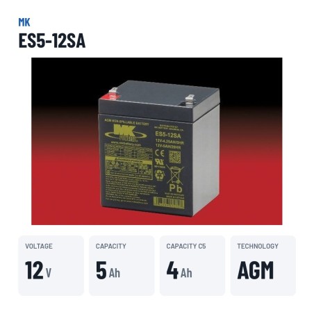 Batería de silla de ruedas MK Powered ES5-12SA 12V 5Ah AGM – datos clave