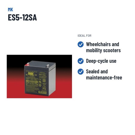 Batería de silla de ruedas MK Powered ES5-12SA 12V 5Ah AGM – usos recomendados