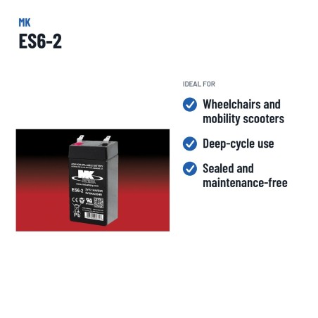 Batteria per carrozzina MK Powered ES6-2 2V 6Ah AGM – usi consigliati