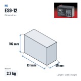 Wheelchair battery MK Powered ES9-12 12V 9Ah AGM – dimensions 151 × 65 × 102 mm