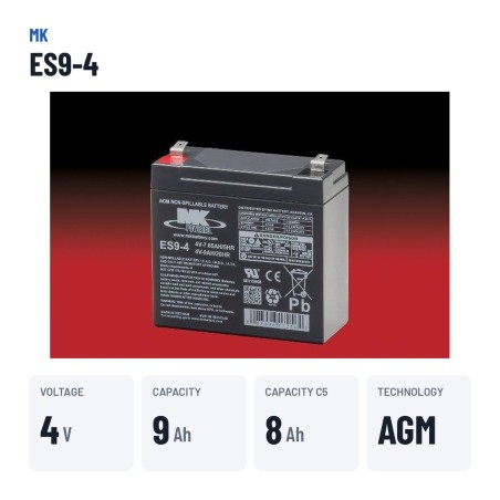 Rollstuhlbatterie MK Powered ES9-4 4V 9Ah AGM – wichtigste Daten