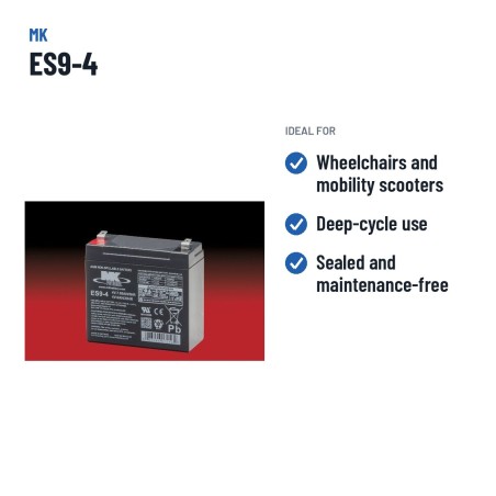 Rollstuhlbatterie MK Powered ES9-4 4V 9Ah AGM – empfohlene Einsatzbereiche