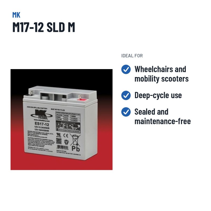 Batterie fauteuil roulant MK Powered M17-12 SLD M 12V 18Ah AGM