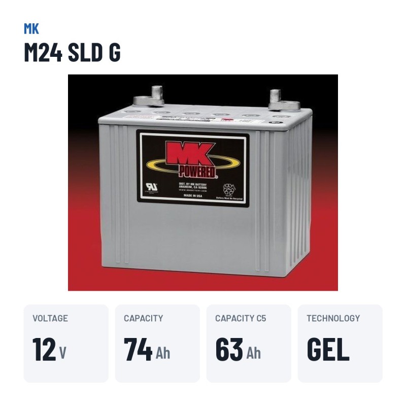 Bateria de cadeira de rodas MK Powered M24 SLD G 12V 73.6Ah GEL – dados principais