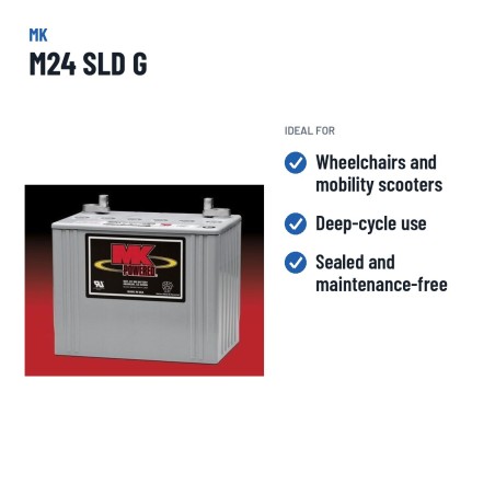 Wheelchair battery MK Powered M24 SLD G 12V 73.6Ah GEL – recommended uses
