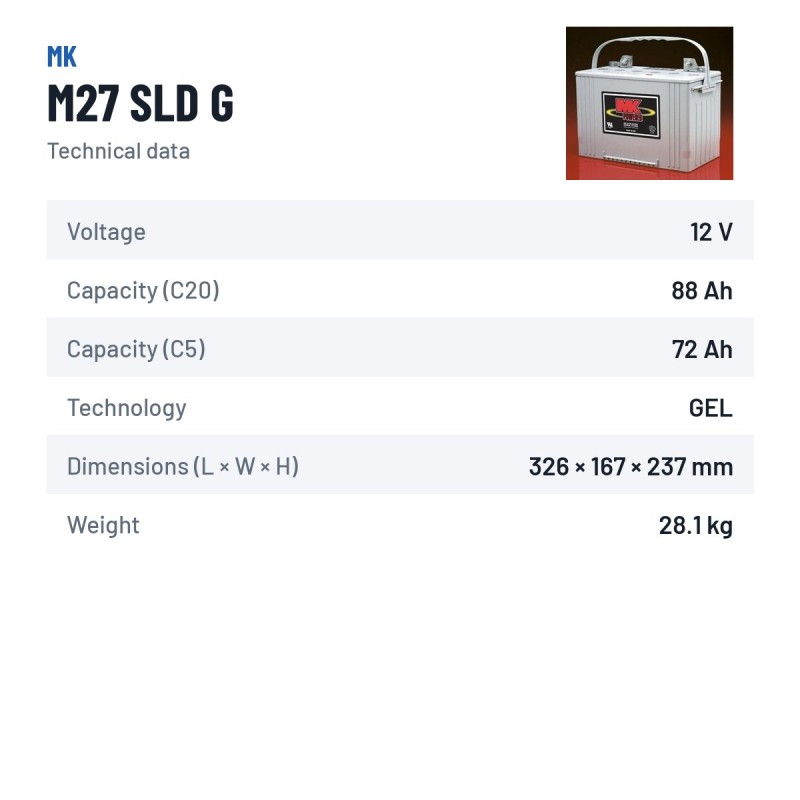 Rollstuhlbatterie MK Powered M27 SLD G 12V 88Ah GEL