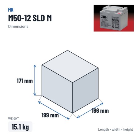 Wheelchair battery MK Powered M50-12 SLD M 12V 50Ah AGM