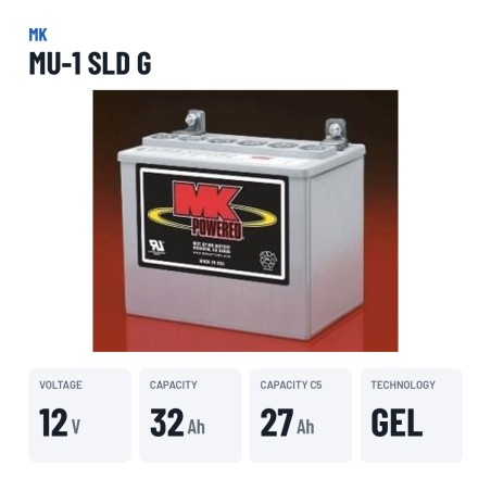 Wheelchair battery MK Powered MU-1 SLD G 12V 31.6Ah GEL – key specs