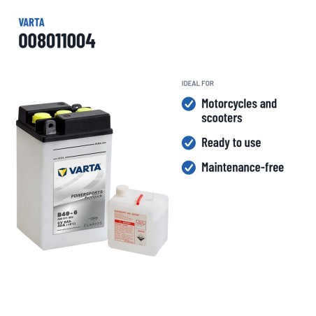 Motorcycle battery Varta B49-6 (008011004) 6V 8Ah 40A – recommended uses
