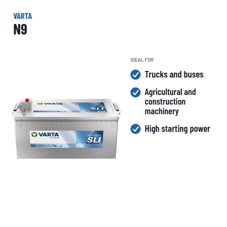 Batteria camion Varta N9 12V 225Ah 1150A – usi consigliati