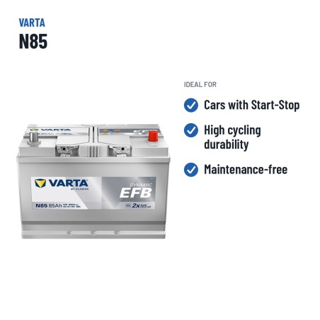 Start-Stopp-Batterie Varta N85 12V 85Ah 800A EFB – empfohlene Einsatzbereiche
