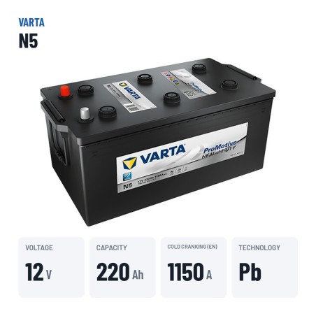 Batteria camion Varta N5 12V 220Ah 1150A – dati principali