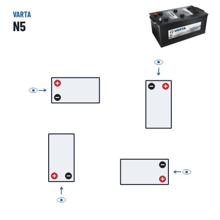Truck battery Varta N5 12V 220Ah 1150A – polarity (layout 3)