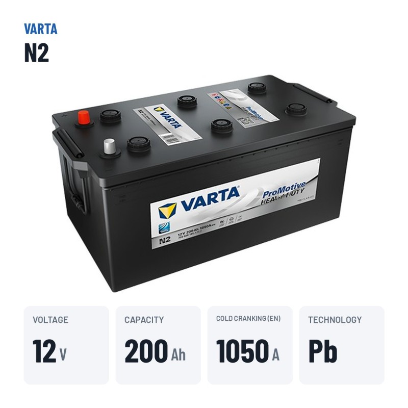 Batería de camión Varta N2 12V 200Ah 1050A – datos clave