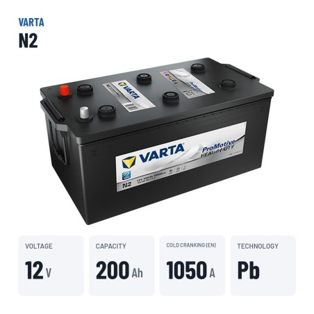 Batería de camión Varta N2 12V 200Ah 1050A – datos clave