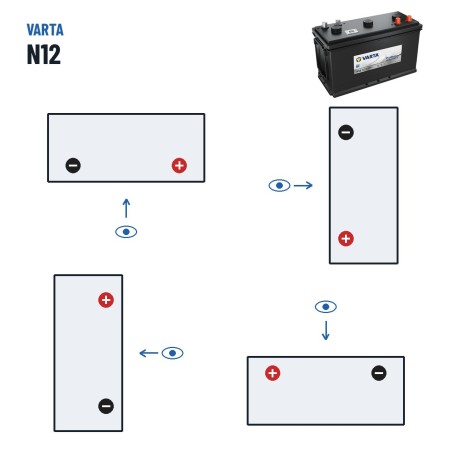 Bateria de camião Varta N12 6V 200Ah 950A – polaridade (esquema 0, + direita)