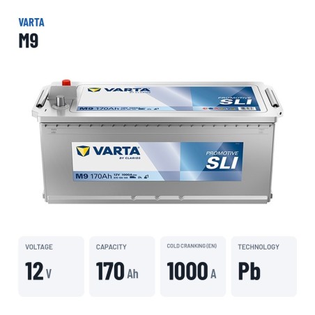 LKW-Batterie Varta M9 12V 170Ah 1000A – wichtigste Daten