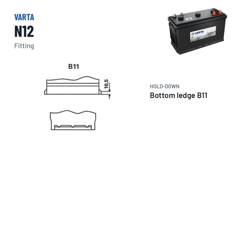 Batteria camion Varta N12 6V 200Ah 950A – terminali e fissaggio