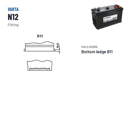 Batteria camion Varta N12 6V 200Ah 950A – terminali e fissaggio