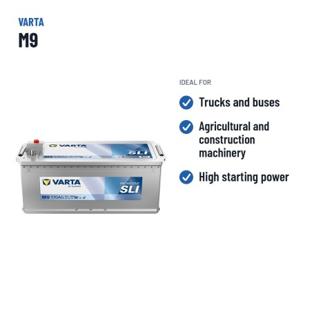 Batería de camión Varta M9 12V 170Ah 1000A – usos recomendados