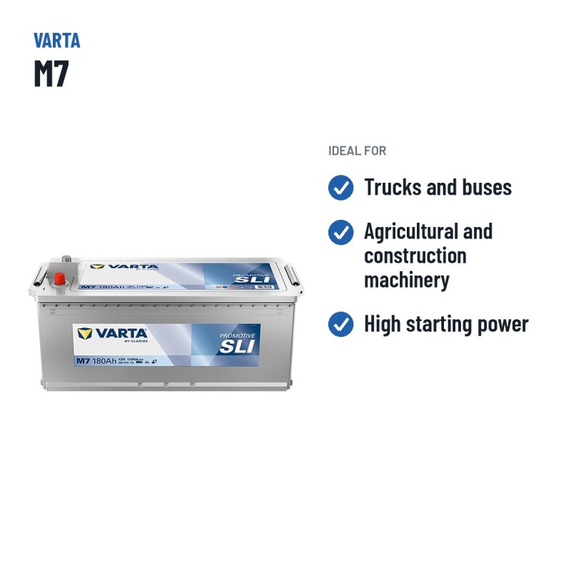 Truck battery Varta M7 12V 180Ah 1100A | baterias.com