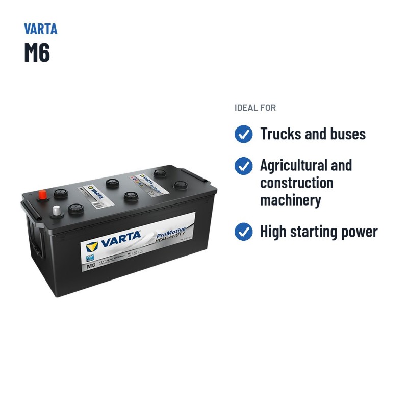 Truck battery Varta M6 12V 170Ah 1000A – recommended uses