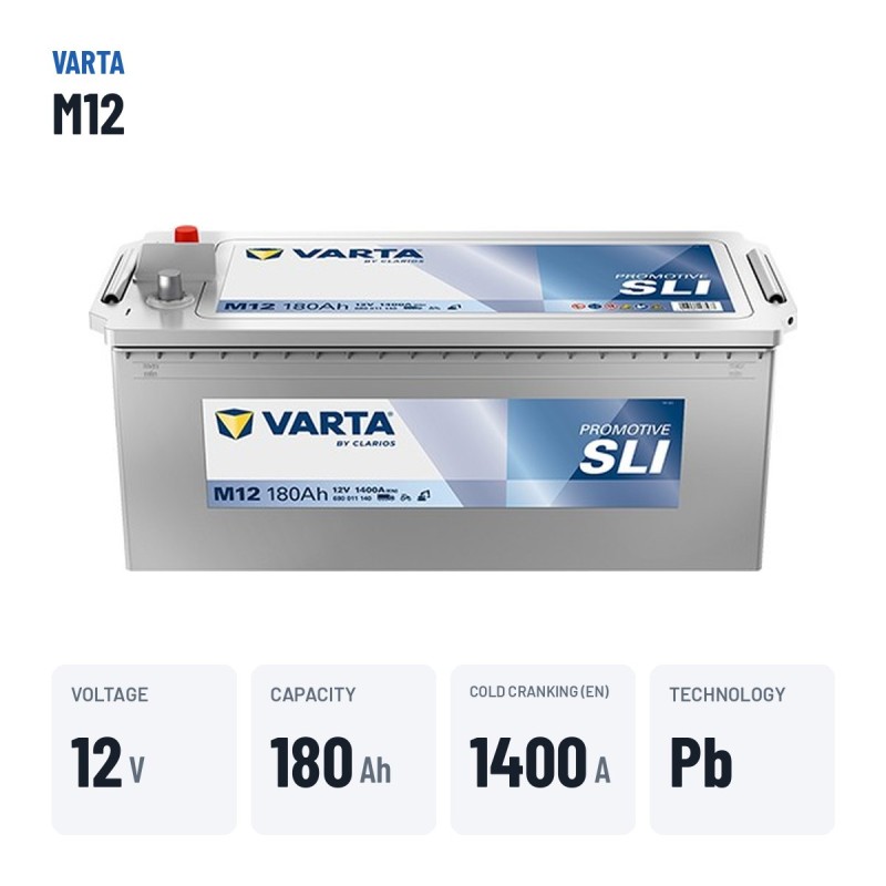 LKW-Batterie Varta M12 12V 180Ah 1400A | baterias.com
