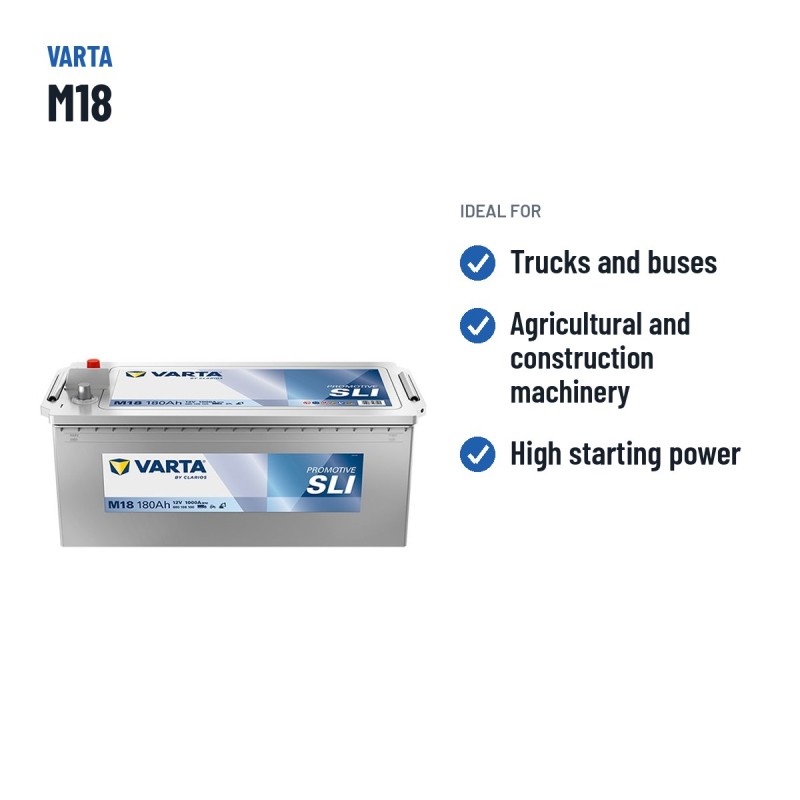 Truck battery Varta M18 12V 180Ah 1000A | baterias.com