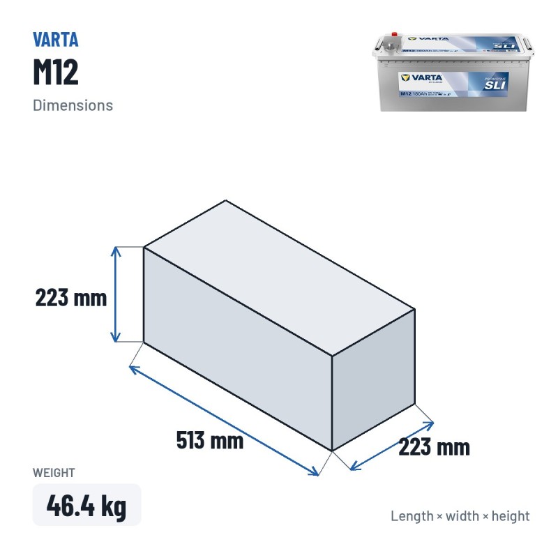 LKW-Batterie Varta M12 12V 180Ah 1400A | baterias.com