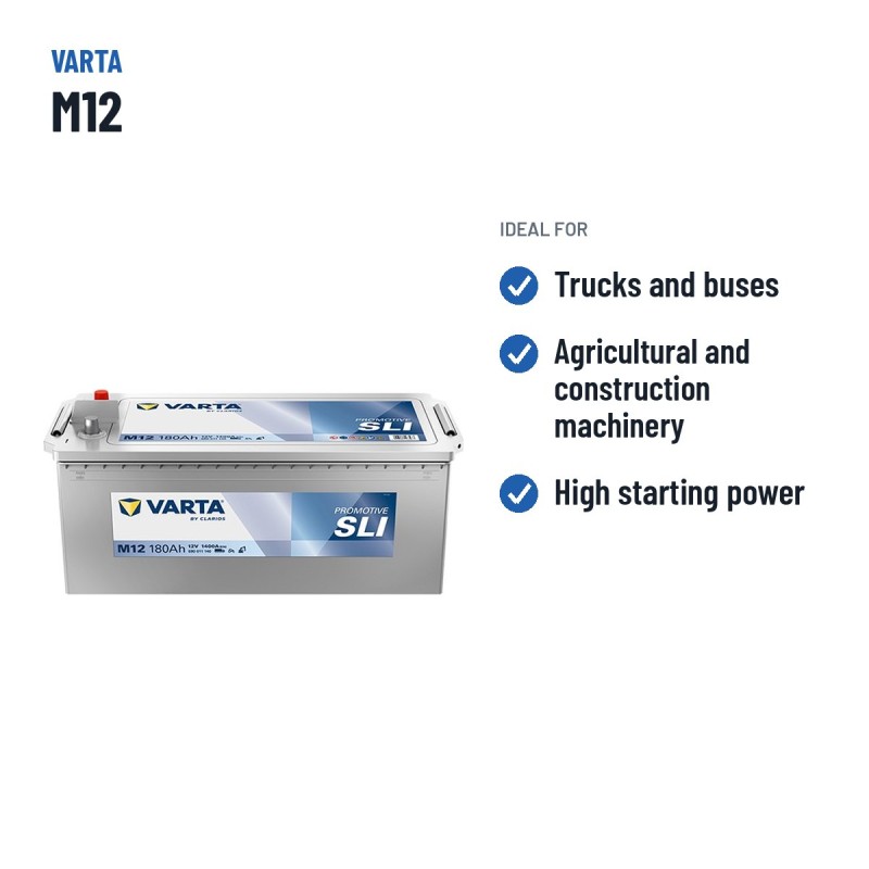 Batería de camión Varta M12 12V 180Ah 1400A – usos recomendados
