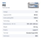 LKW-Batterie Varta M12 12V 180Ah 1400A | baterias.com