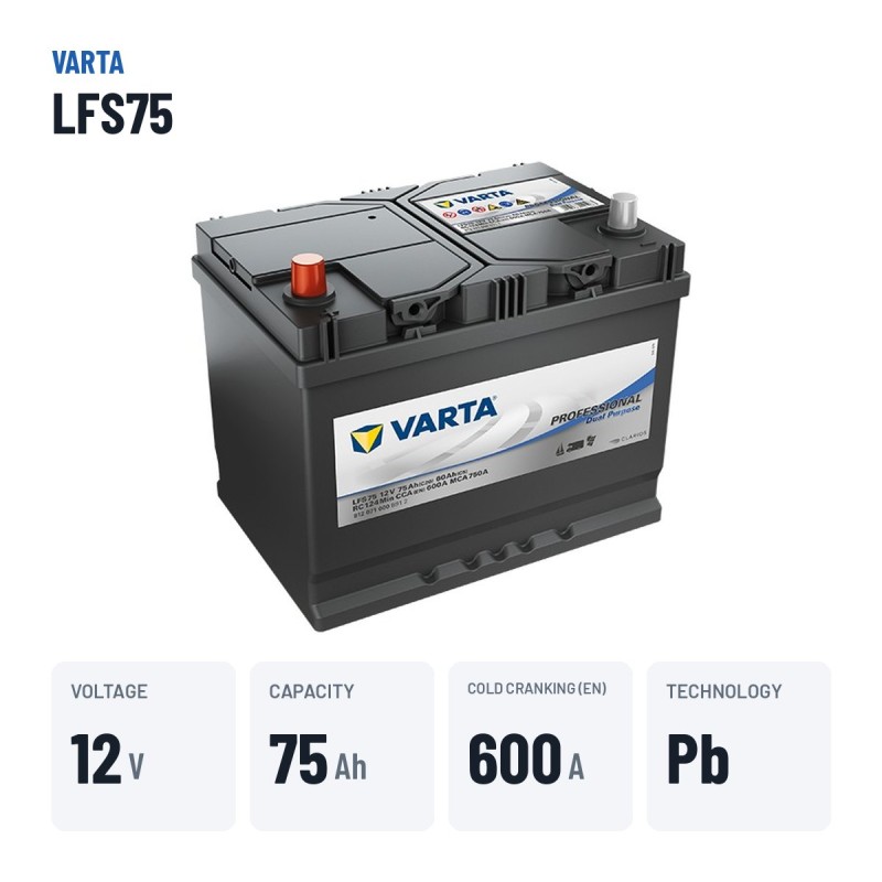 Batterie marine Varta LFS75 12V 60Ah – caractéristiques clés