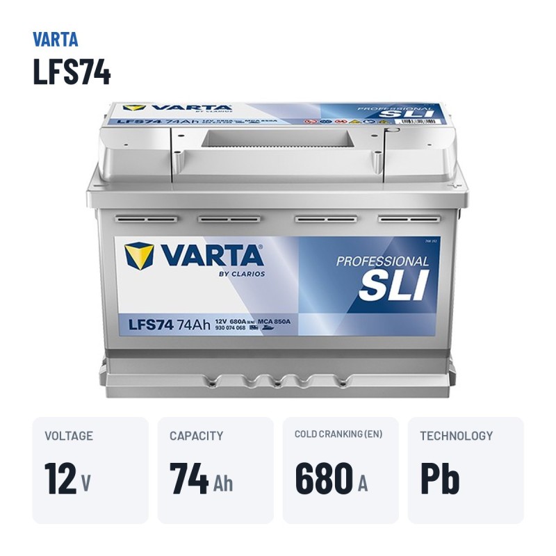 Bateria náutica Varta LFS74 12V 74Ah – dados principais