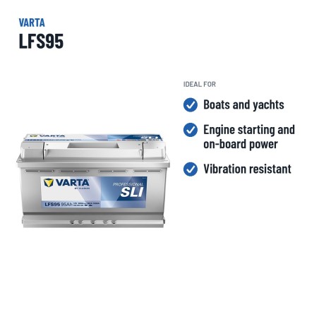 Bateria náutica Varta LFS95 12V 95Ah – utilizações recomendadas