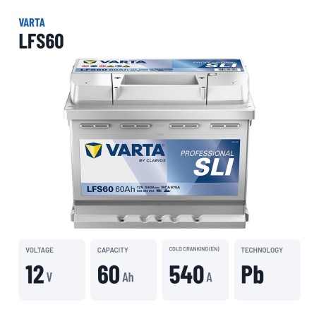 Bateria náutica Varta LFS60 12V 60Ah – dados principais