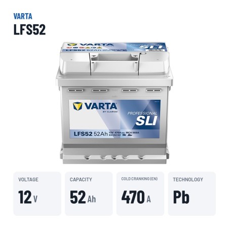 Batteria nautica Varta LFS52 12V 52Ah – dati principali