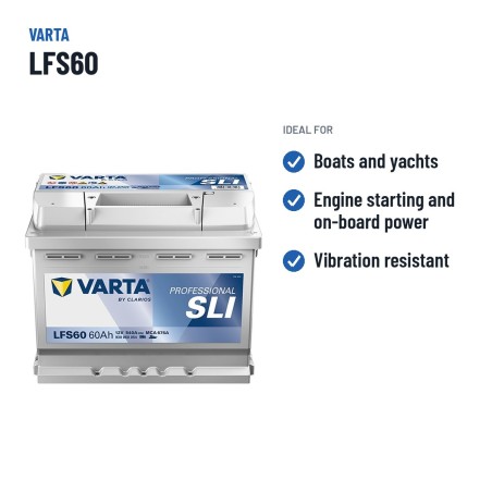 Bateria náutica Varta LFS60 12V 60Ah – utilizações recomendadas
