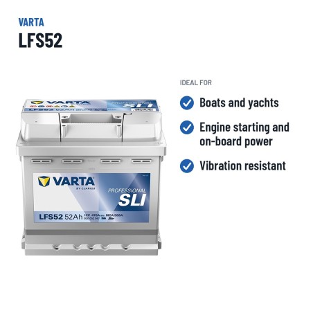 Bateria náutica Varta LFS52 12V 52Ah – utilizações recomendadas