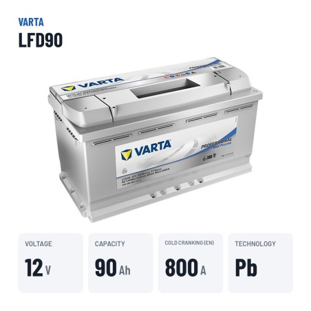 Bateria náutica Varta LFD90 12V 77Ah – dados principais