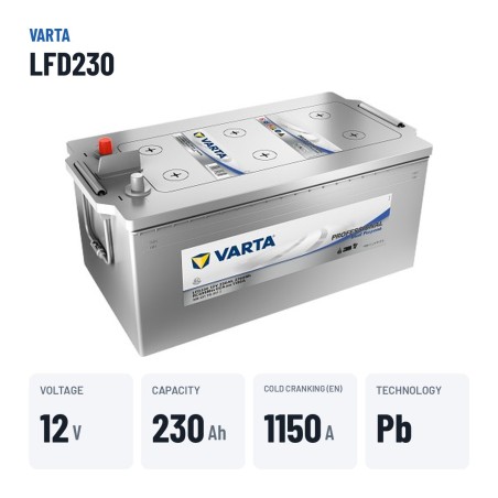 Batteria nautica Varta LFD230 12V 196Ah – dati principali