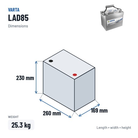 Marine battery Varta LAD85 12V 85Ah 465A AGM | baterias.com