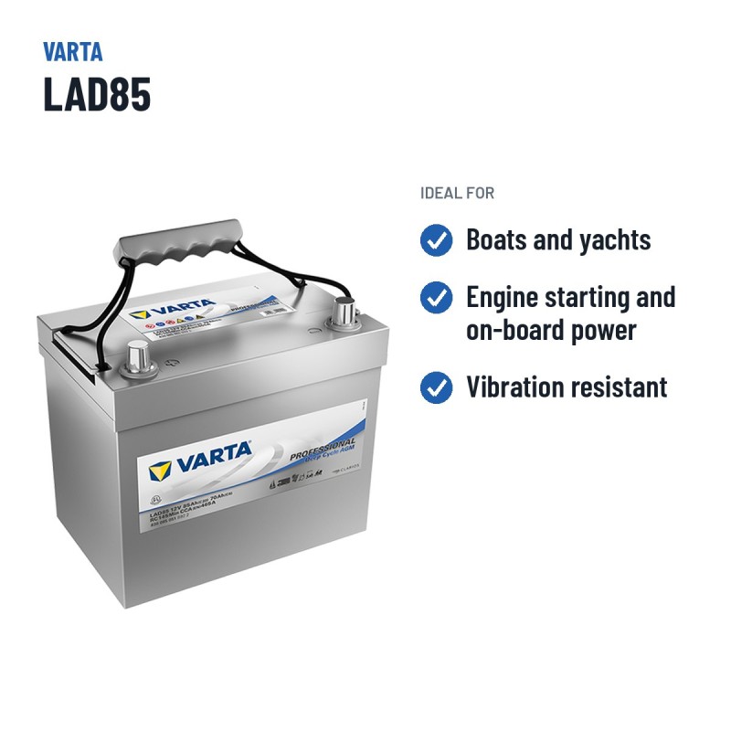 Batteria nautica Varta LAD85 12V 85Ah AGM – usi consigliati