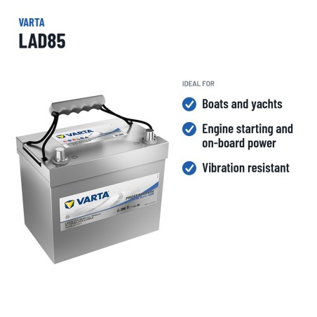 Marine battery Varta LAD85 12V 85Ah 465A AGM | baterias.com