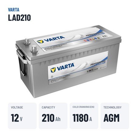 Batterie marine Varta LAD210 12V 210Ah AGM – caractéristiques clés