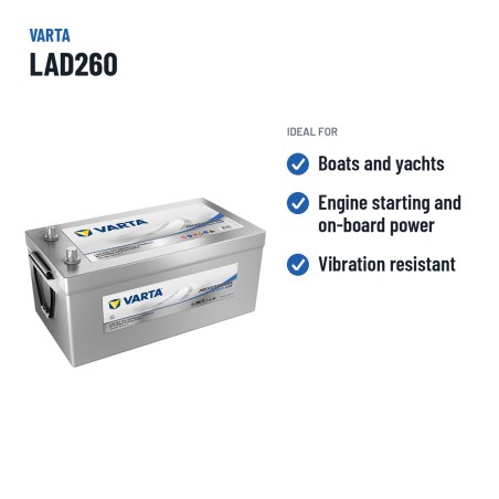 Batteria nautica Varta LAD260 12V 260Ah AGM – usi consigliati